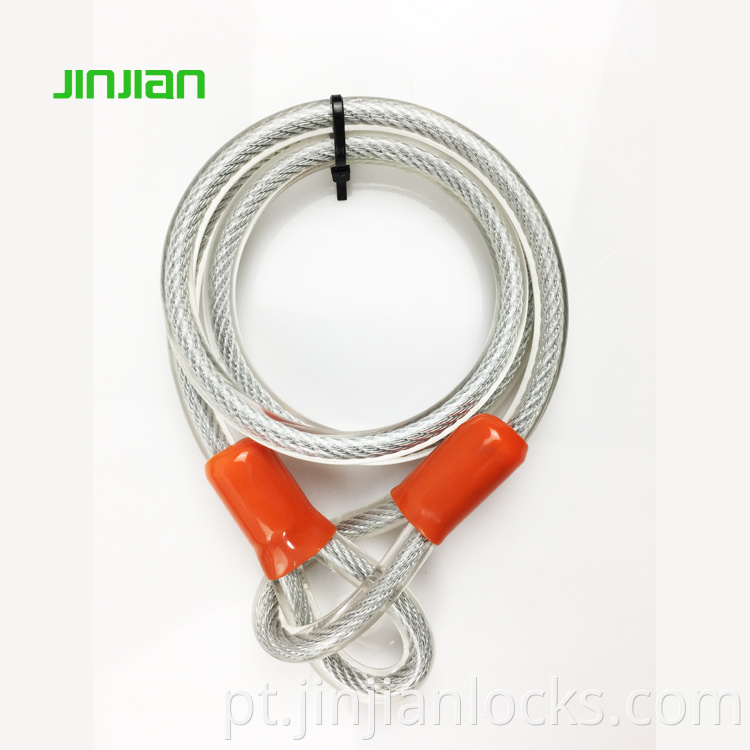 Cabo de aço de segurança do cabo flexível com loops duplos para bloqueio em U e cabo reto de cadeado
